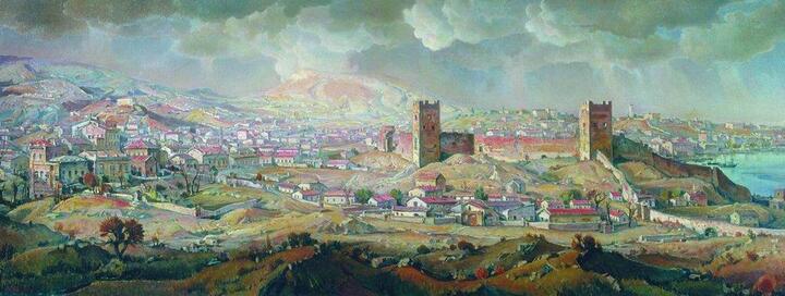 Рисунок. Феодосия. Вид на территорию армянской крепости 1930г.